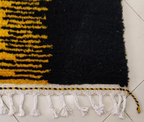 Beni ourain rug,Moroccan rug,handmade rug,custom berber rug,bohemian rug,tribal rug,handwoven rug,large rug,black and yellow rug,moroccan rag,colorful rug,small rug,wool moroccan rug