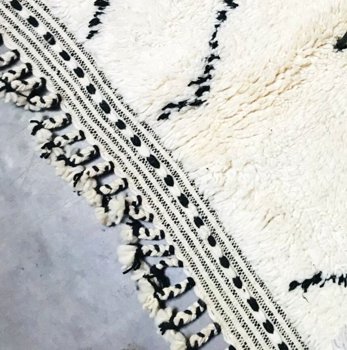 Authentic Beniourain Rug, Wool Handmade Rug, Moroccan Custom Rug, Black and White rug, Custom White and Black Rug, Black Area Rug For Living