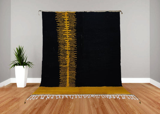 Beni ourain rug,Moroccan rug,handmade rug,custom berber rug,bohemian rug,tribal rug,handwoven rug,large rug,black and yellow rug,moroccan rag,colorful rug,small rug,wool moroccan rug