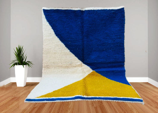 Beni Ourain Rug,Moroccan rug,Custom Rug,Beniourain Rug,Handmade Rug,Wool Rug,Winter Rug,Housewarming Gift,House Gift Rug,Afrikesh Rug,Area Rug,White and Blue Rug,Striped Berber Rug